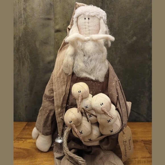 *RARE* Vintage “Honey and Me” Primitive Folk Art Santa & Snowmen Doll (NWT) - Picture 1 of 12